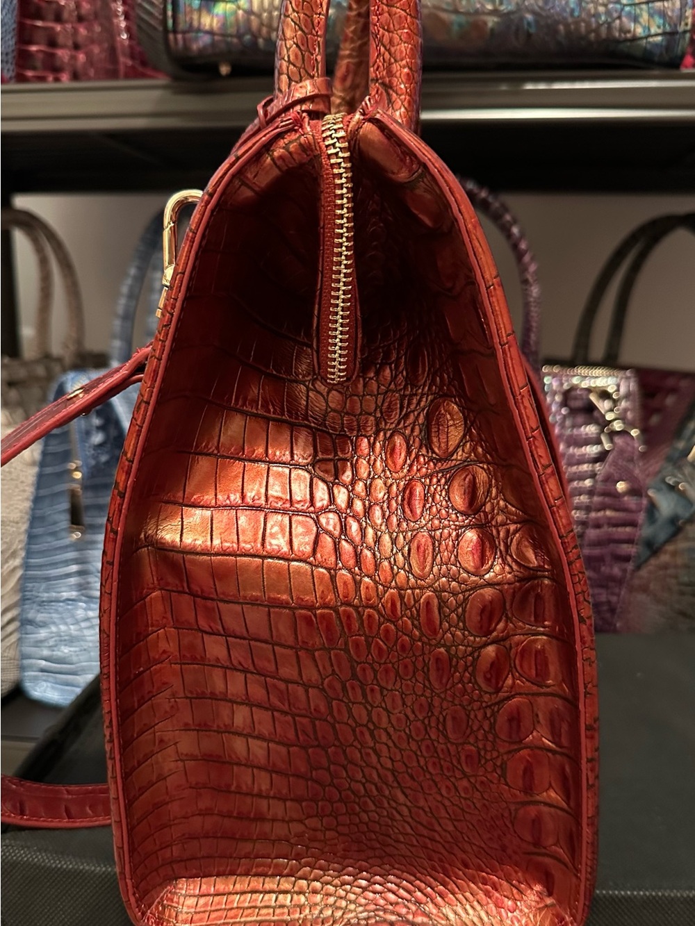 Sale Today !! Brahmin Chili Large Caroline Satchel - Picture 7 of 14